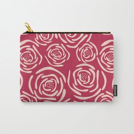 Viva Magenta Abstract Rose Carry-All Pouch | Floral, Digital, Pattern, 2023, Roses, Coloroftheyear, Trend, Vivamagenta, Summer, Red 