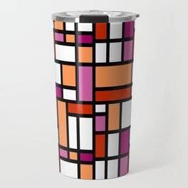 65 MCMLXV LGBT Lesbian Pride Sunset Flag Mondrian Color Block Pattern Travel Mug