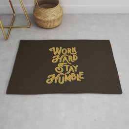 Work Hard Stay Humble hand lettered modern hand lettering typography quote wall art home decor Rug