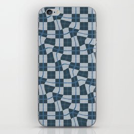 Warped Checkerboard Grid Illustration Peacock Blue Teal iPhone Skin