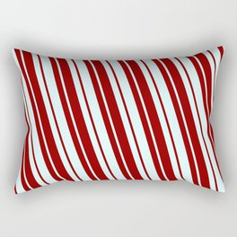 [ Thumbnail: Dark Red and Light Cyan Colored Lines/Stripes Pattern Rectangular Pillow ]