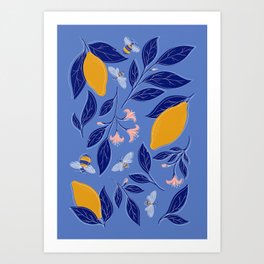 Blue Easy Beezy Lemon Squeezy Art Print