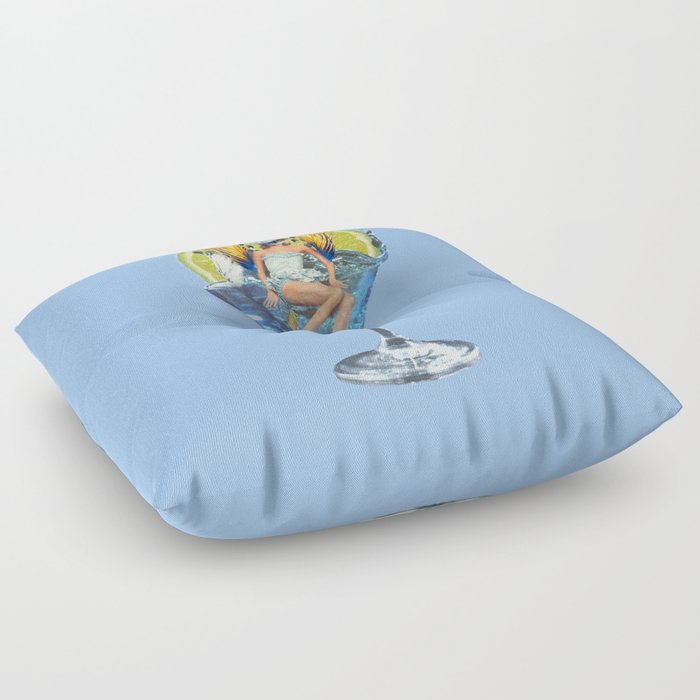 Blue Fish Lady Floor Pillow