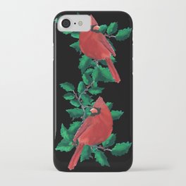 Cardinal In Holly on Black iPhone Case