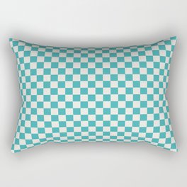 Teal Turquoise Aqua and Alabaster White Small Checkerboard Pattern - Aquarium SW 6767 Rectangular Pillow