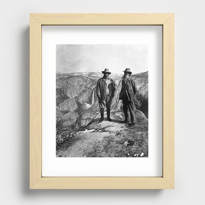 Teddy Roosevelt and John Muir - Glacier Point Yosemite Valley - 1903 Recessed Framed Print