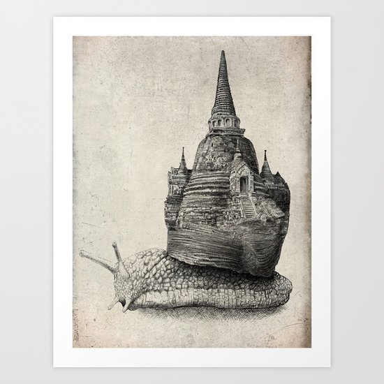 The Snail's Dream (monochrome option) Art Print