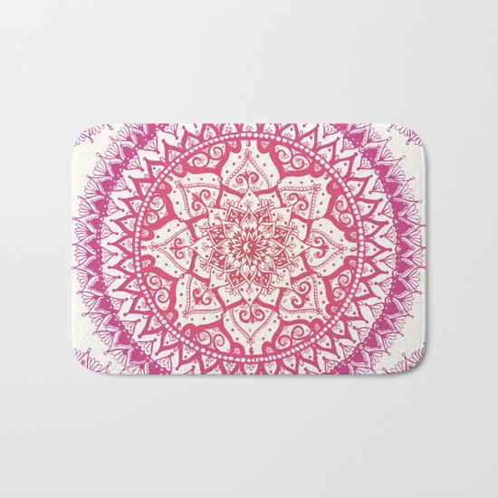 Yin Yang Mandala in Tropical Sunset Bath Mat