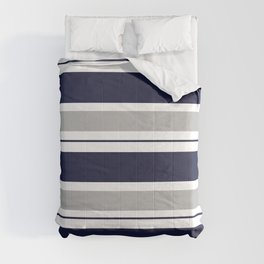 Navy Blue and Grey Stripe Comforter