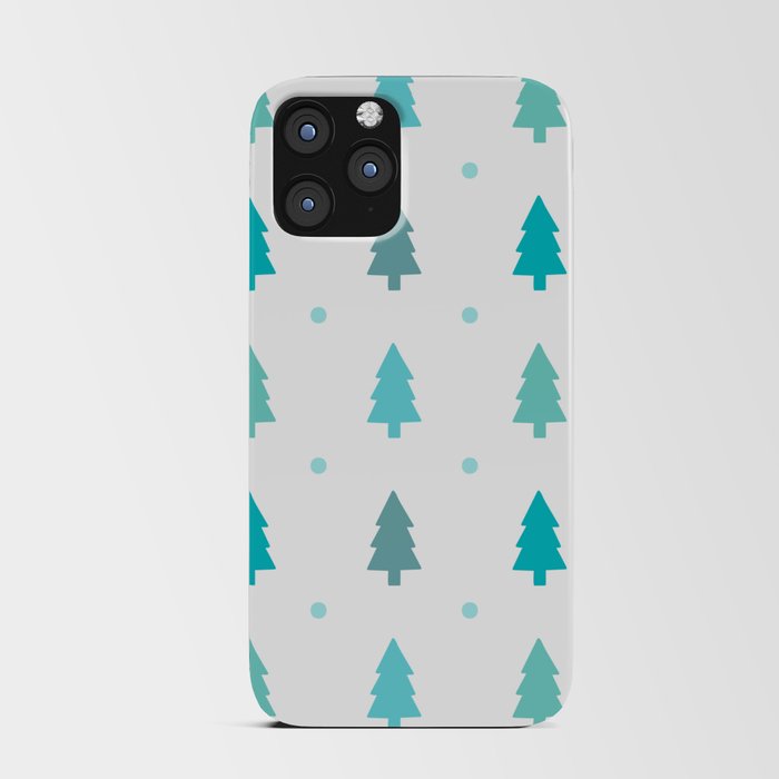 White Blue Beautiful Christmas Patterns Tree iPhone Card Case
