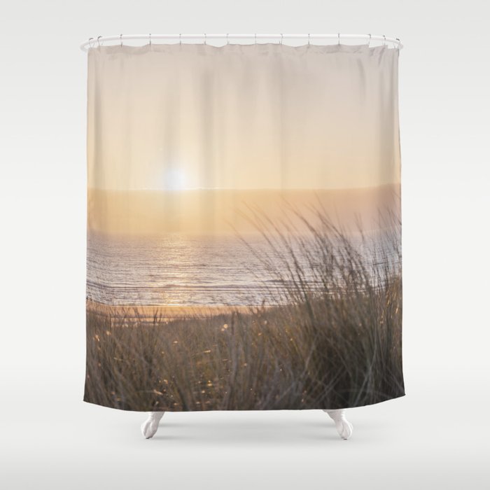 Coastal sunset in Italy - Dreamy soft pink beach - nature and travel photography Shower Curtain