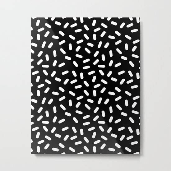 Bingo - black and white sprinkle retro modern pattern print monochromatic trendy hipster 80s style Metal Print