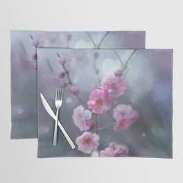 Blossoming apple tree and spring rain Placemat