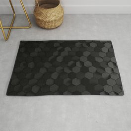 Black abstract hexagon pattern Area & Throw Rug