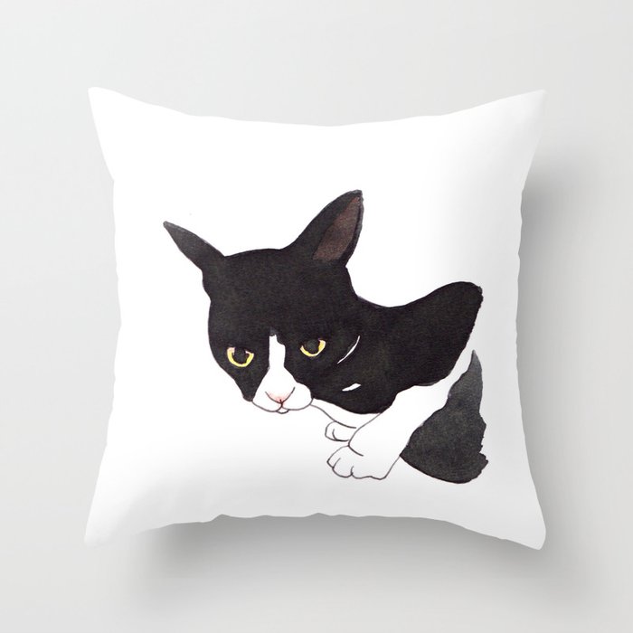 Tuxedo cat Throw Pillow