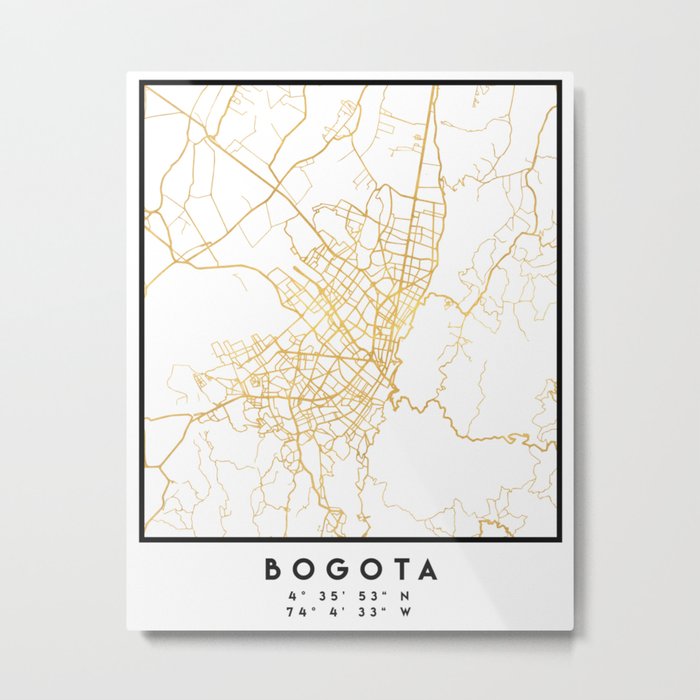Bogota Colombia City Street Map Art Metal Print By Deificusart Society6