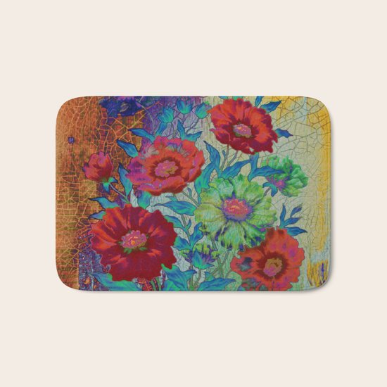 floral old tile Bath Mat