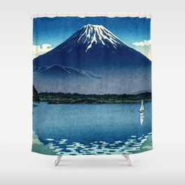 Tsuchiya Koitsu - Mount Fuji and Shoji Lake - Japanese Vintage Woodblock Ukiyo-E Shower Curtain