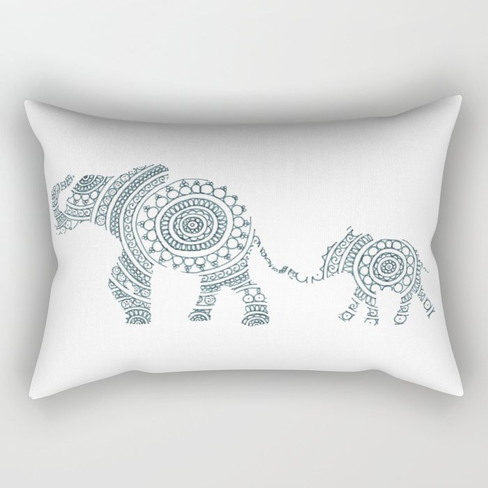 Mama Elephant Walking Baby Elephant Circle Art Rectangular Pillow By Mydastouch Society6
