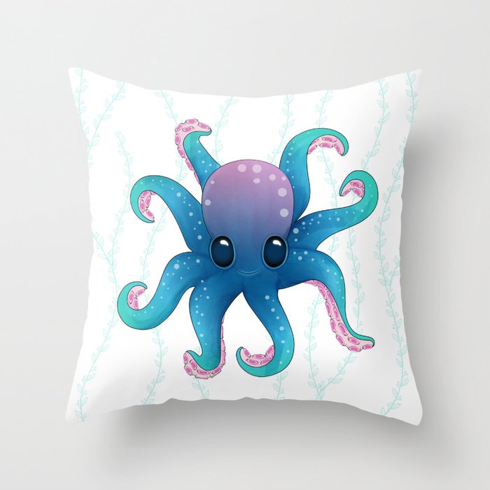 Octopus friend Throw Pillow