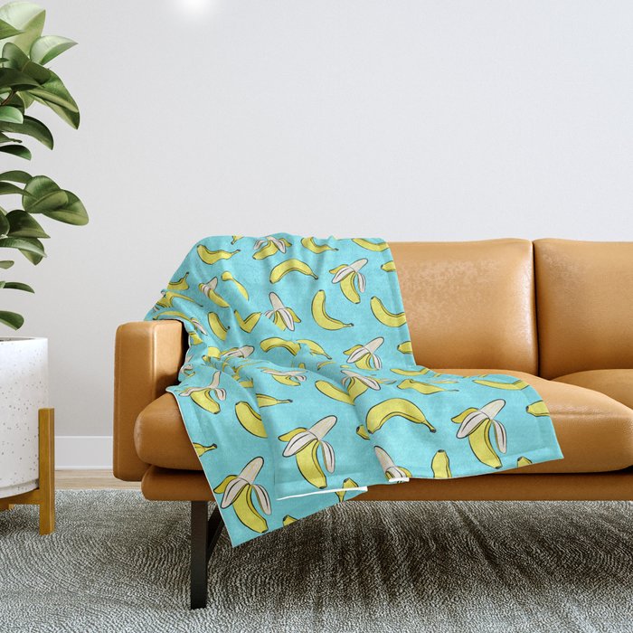 banana toss - blue Throw Blanket