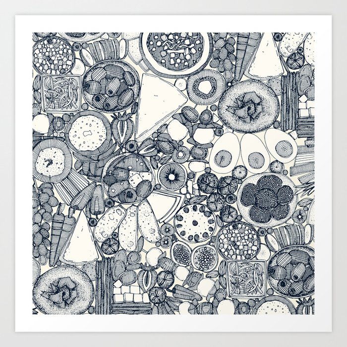 vegetarian party platter indigo Art Print