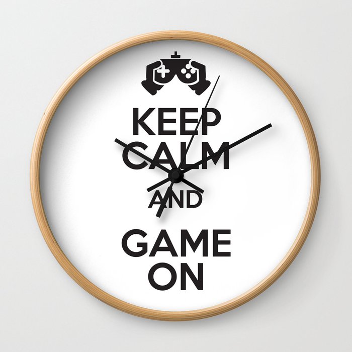 Keep Calm And Game On Wall Clock