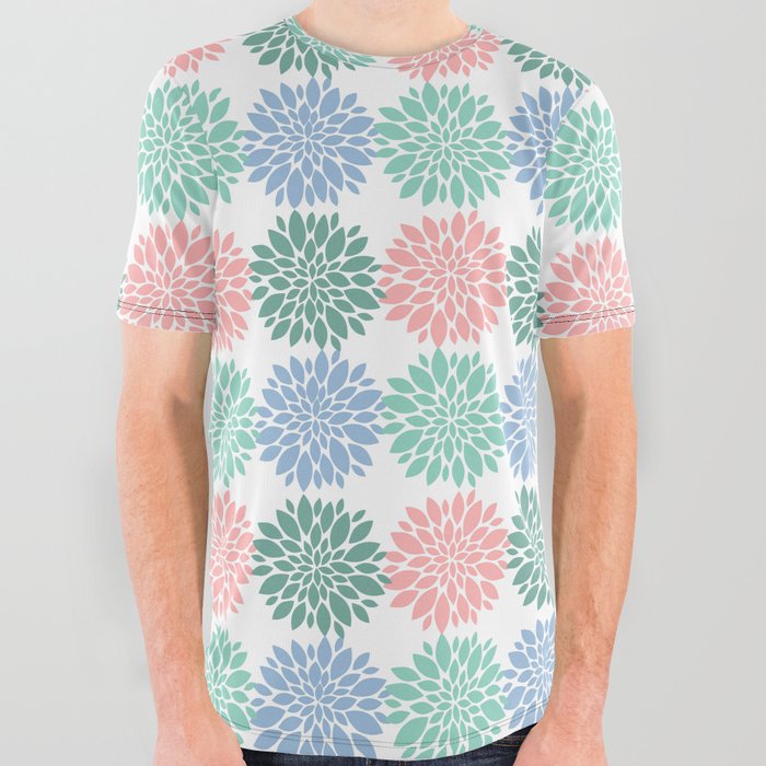 pastels on white sea anemone nautical medallion All Over Graphic Tee