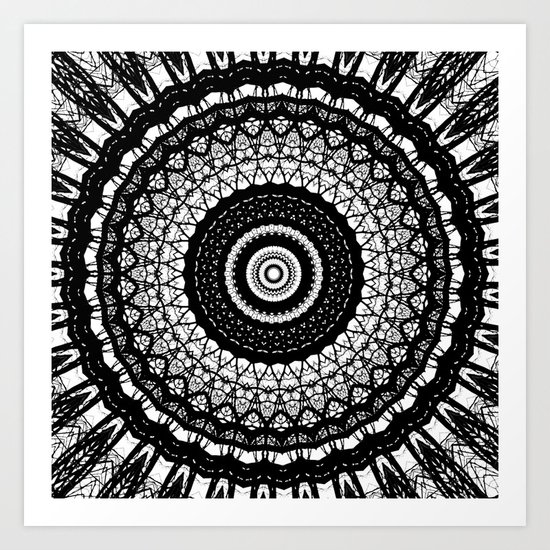 black and white mandala Art Print