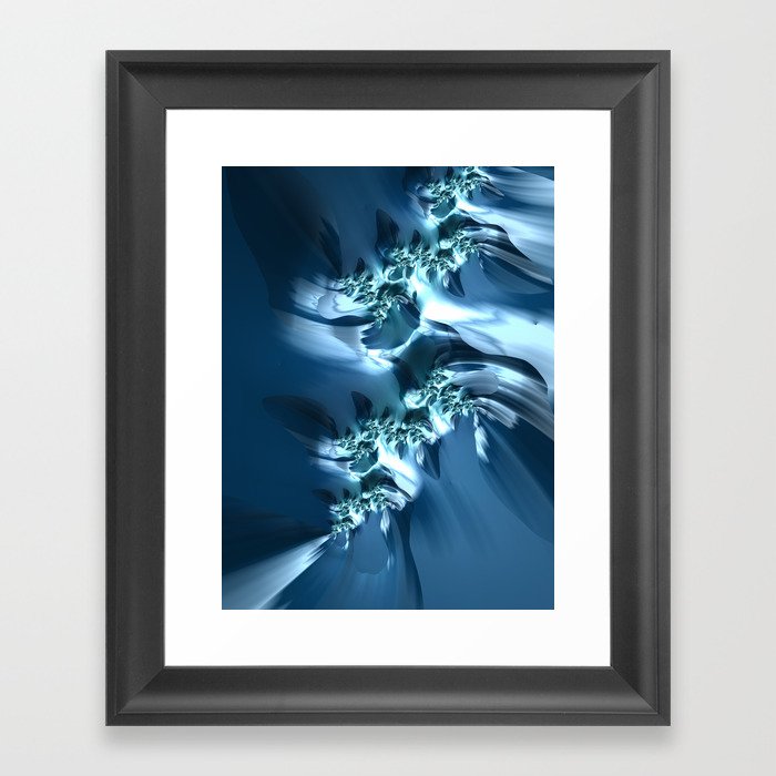 Sea Framed Art Print | Graphic-design, Digital, Fractal, Fractal-art, Ocean, Sea, Modern, Global, Blues, Blue-and-white