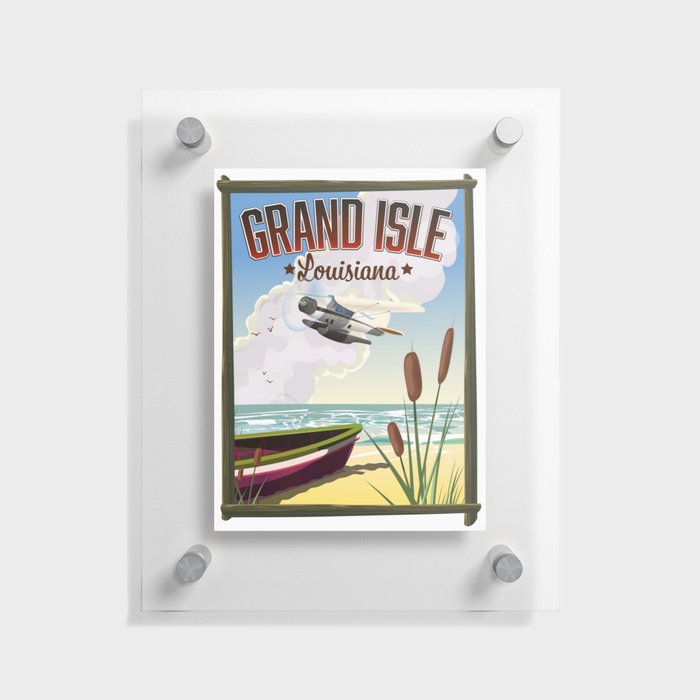 Grand Isle, Louisiana Travel poster Floating Acrylic Print
