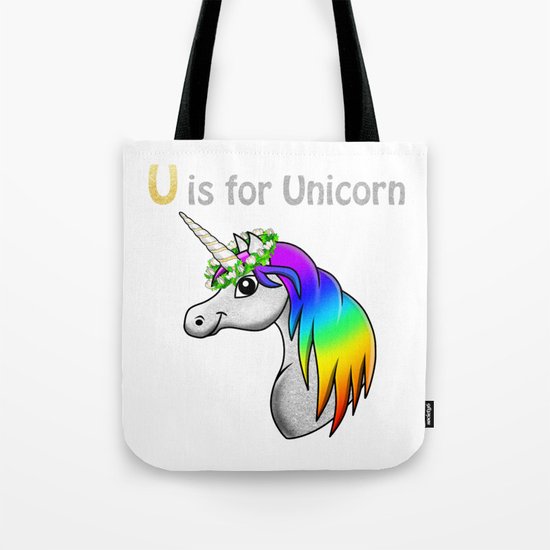 U is for Unicorn Tote Bag