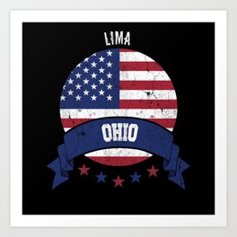 Lima Ohio Art Print | Ohio State, Usa Flag, Ohio Ctiy, Lima Usa Flag, Lima Ohio Gifts, American Flag, Usa Flag Vintage, Lima Ohio, America, Graphicdesign 