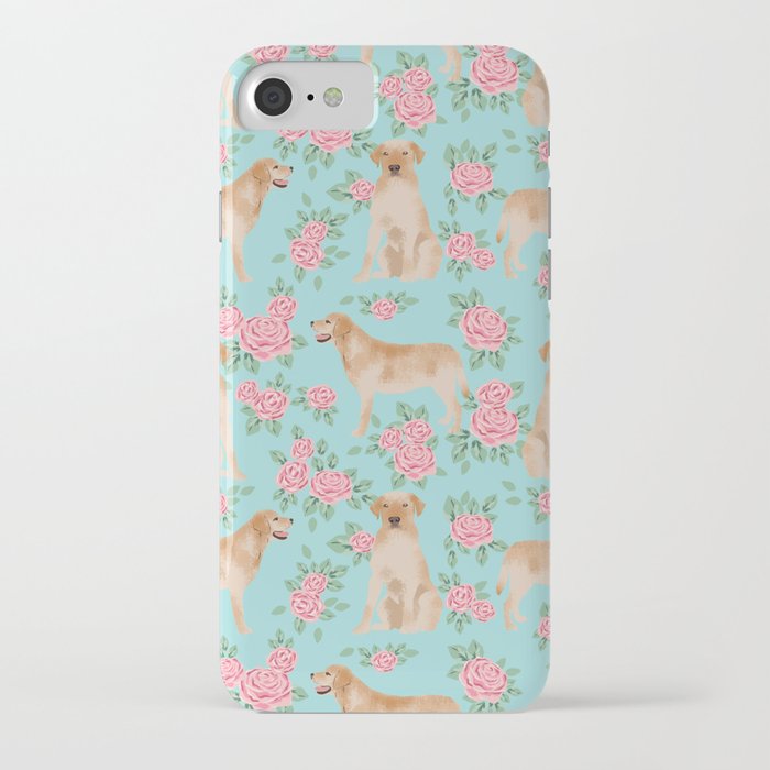 Yellow Labrador Retriever dog breed pet portraits floral dog pattern gifts for dog lover iPhone Case