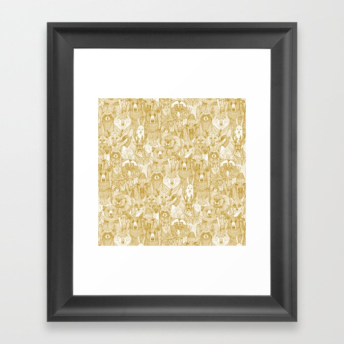 canadian animals gold white Framed Art Print