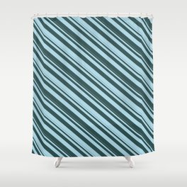 [ Thumbnail: Dark Slate Gray & Light Blue Colored Lines Pattern Shower Curtain ]