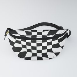 Abstract geometric infinite flower and star burst zebra pattern design in black and white Fanny Pack