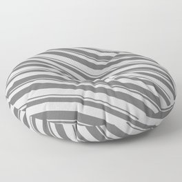 [ Thumbnail: Dim Gray & Light Gray Colored Lines Pattern Floor Pillow ]