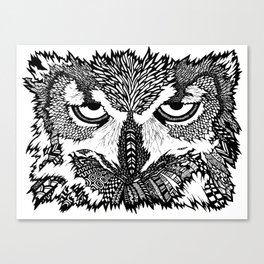 Disinterested Owl | Animal Zentangle Design | Hand-Drawn Owl Doodle | Unique Art Canvas Print
