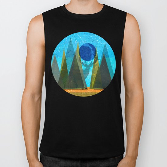 Wonder Wood Dream Mountains - Blue Deer Biker Tank
