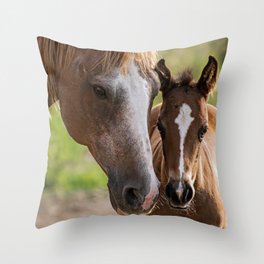 Horse Family Throw Pillow
