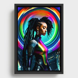 Beautiful Rainbow Woman With Dreads Framed Canvas