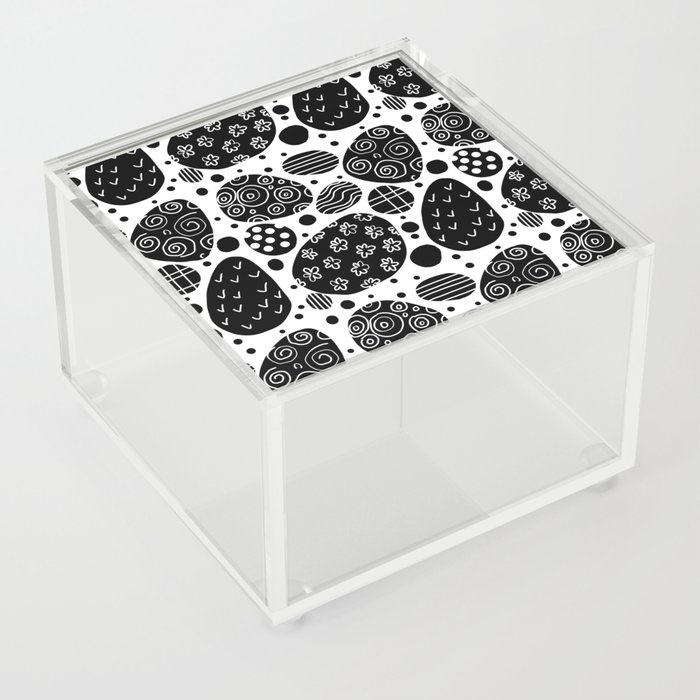 Sea stones or abstract ornament? Black and white graphics, pattern Acrylic Box