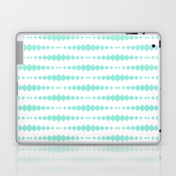 Mint Blue Geometric Horizontal Striped Pattern Laptop & iPad Skin