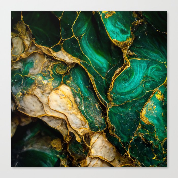 Beutiful green and golden marble, unique green and gold marble Canvas Print