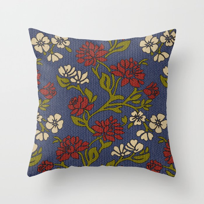 Vintage Style Victorian Floral Upholstery Fabric Throw Pillow By