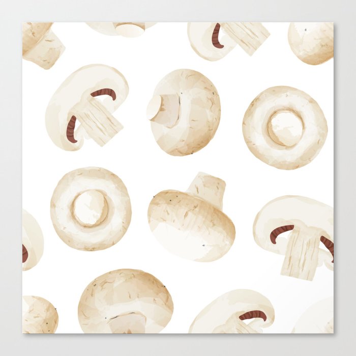 Edible mushroom watercolor pattern print Canvas Print