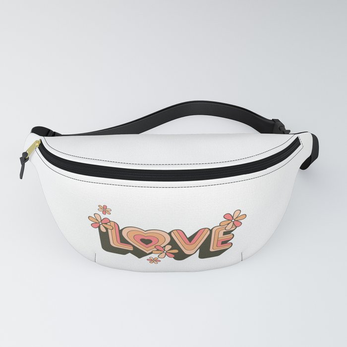 Love Retro flowers and heart design Fanny Pack