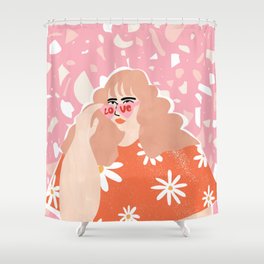 Heart Eyes Sunglasses Shower Curtain