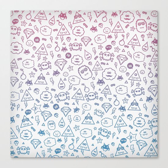 Cute & Sweet Monsters / Funny Clouds and Diamonds Canvas Print